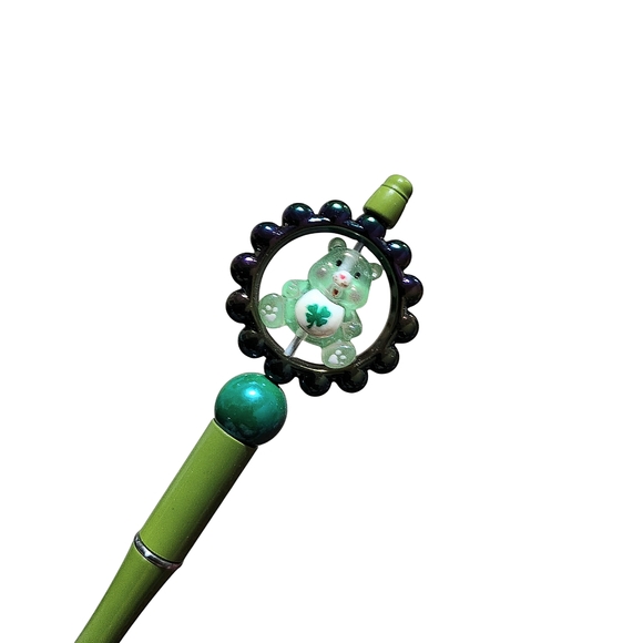 Care Bears Custom Beaded Ballpoint Twist Pen Topper Green - Picture 2 of 6